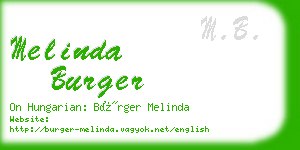 melinda burger business card